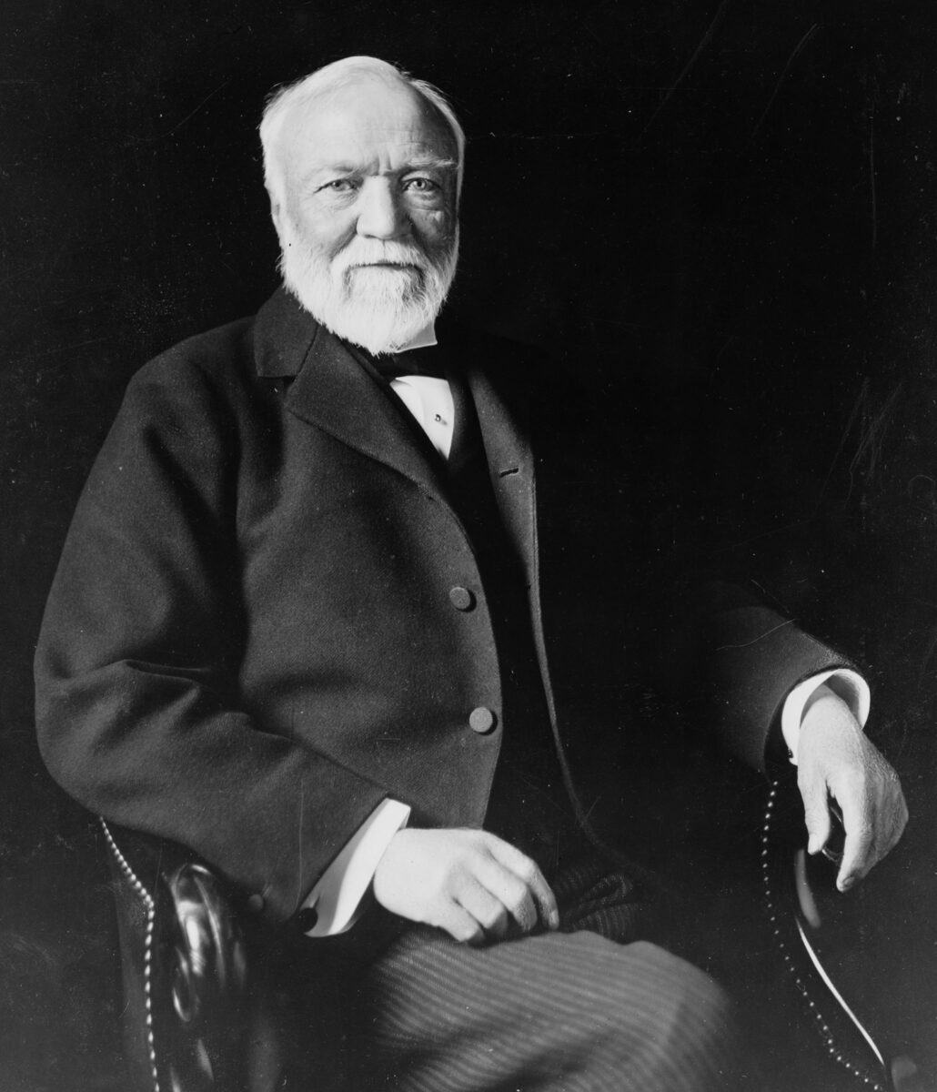 Andrew Carnegie, three quarter length portrait, seated, facing slightly left, 19