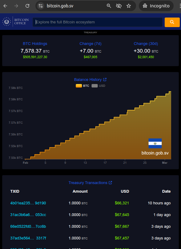 El Salvador Bitcoin reserves