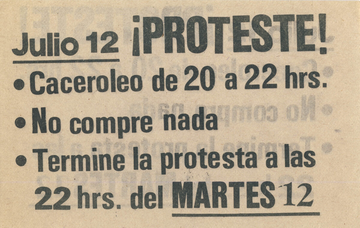 кризис 1982 Чили — Panfleto Tercera Jornada Protesta Nacional